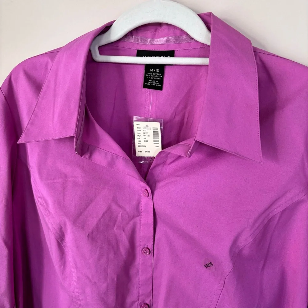 Lane Bryant Women's Button Down Shirt Lavender Size 14/16 NEW
